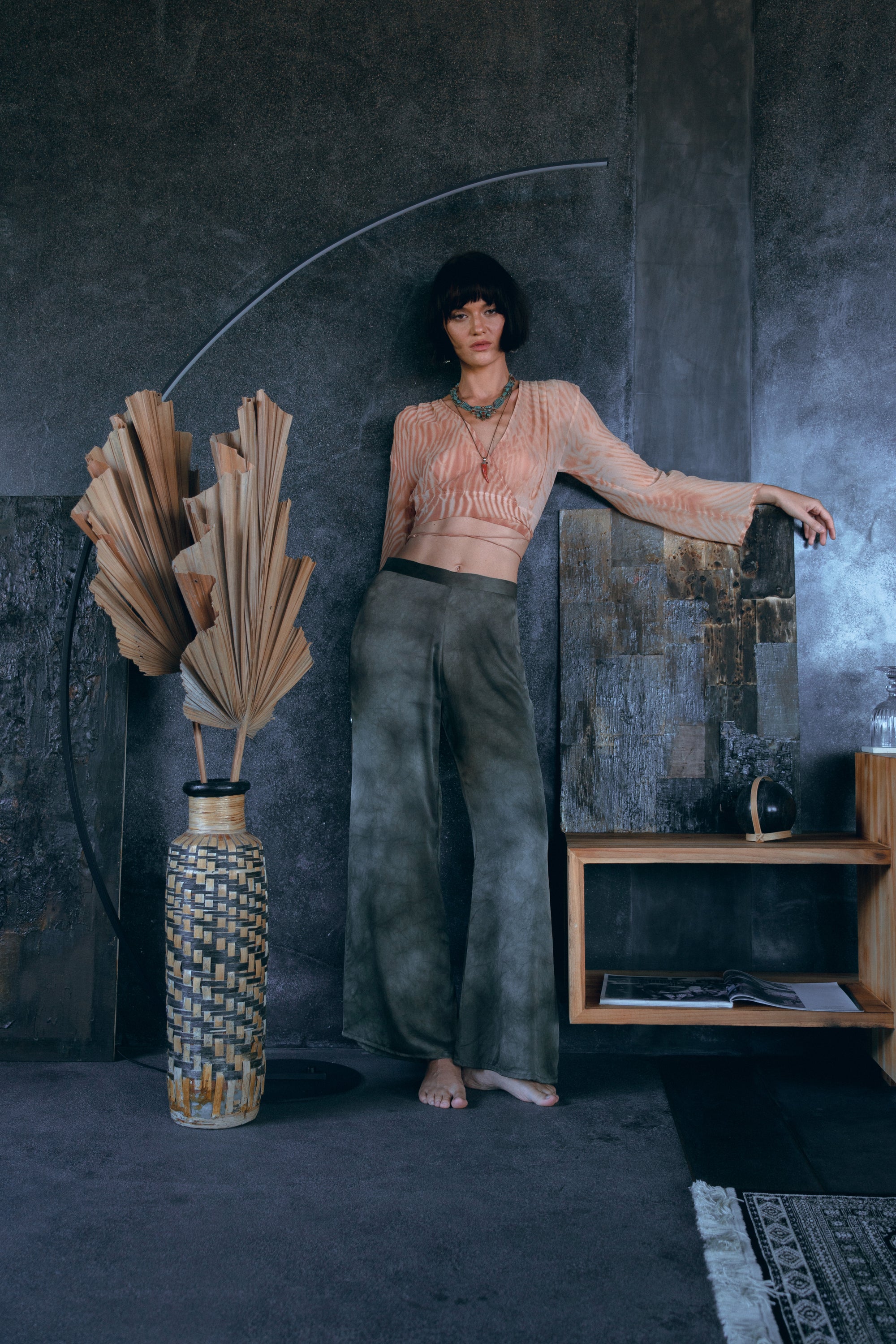 Senja wrap blouse (plant dyed silk chiffon)
