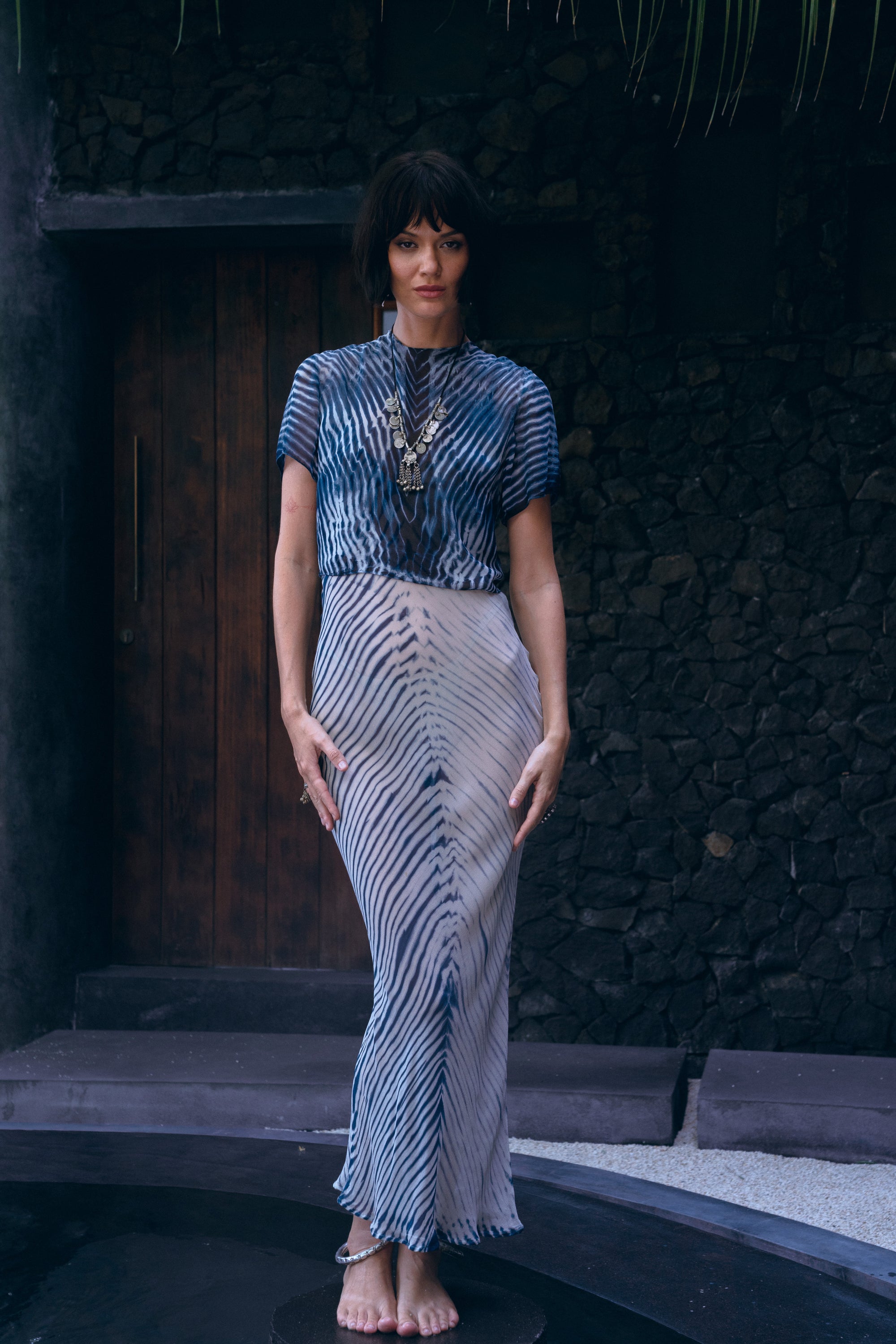 Yin Top Artisanal Indigo Sheer Silk