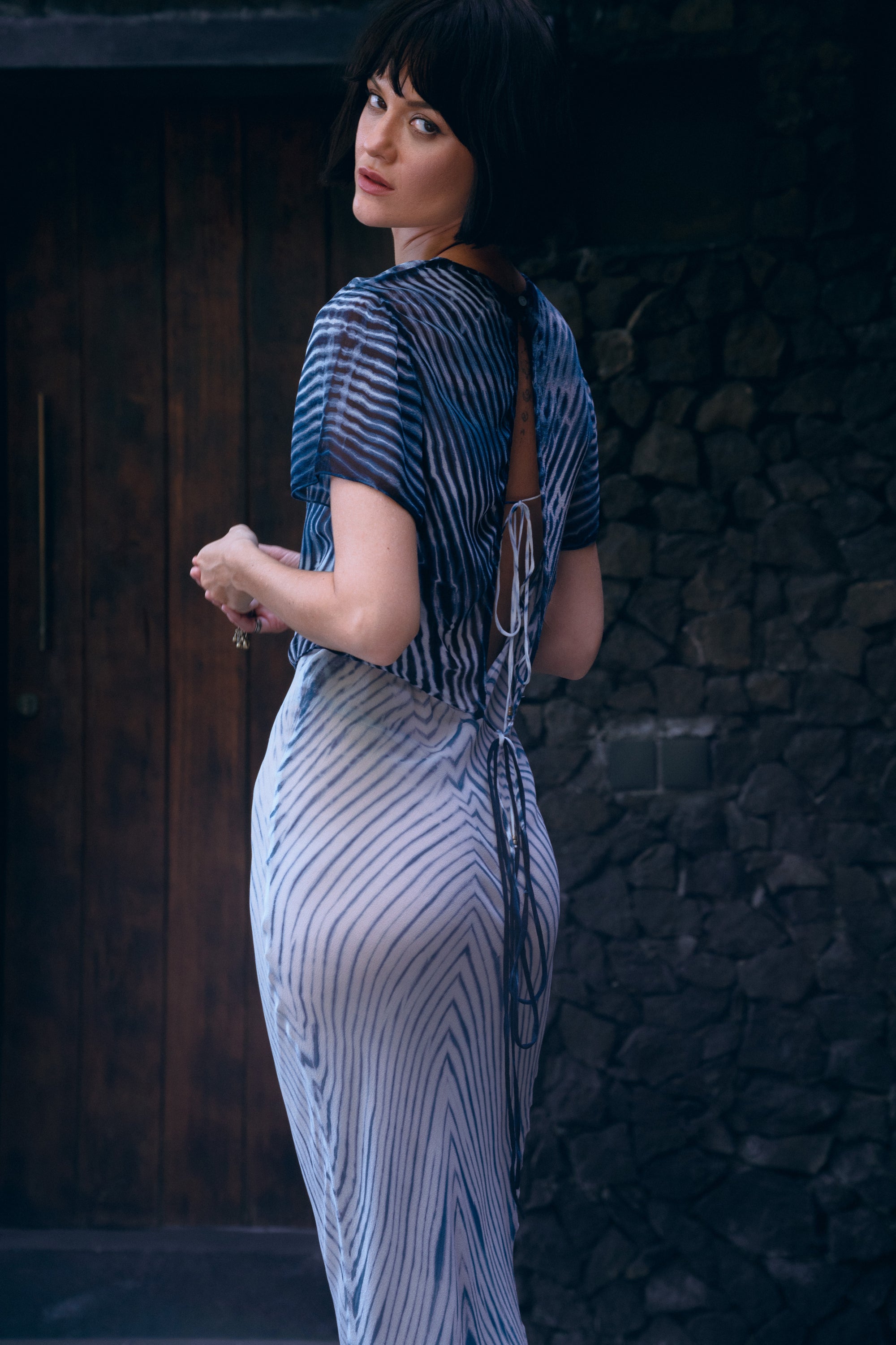 Yin Top Artisanal Indigo Sheer Silk