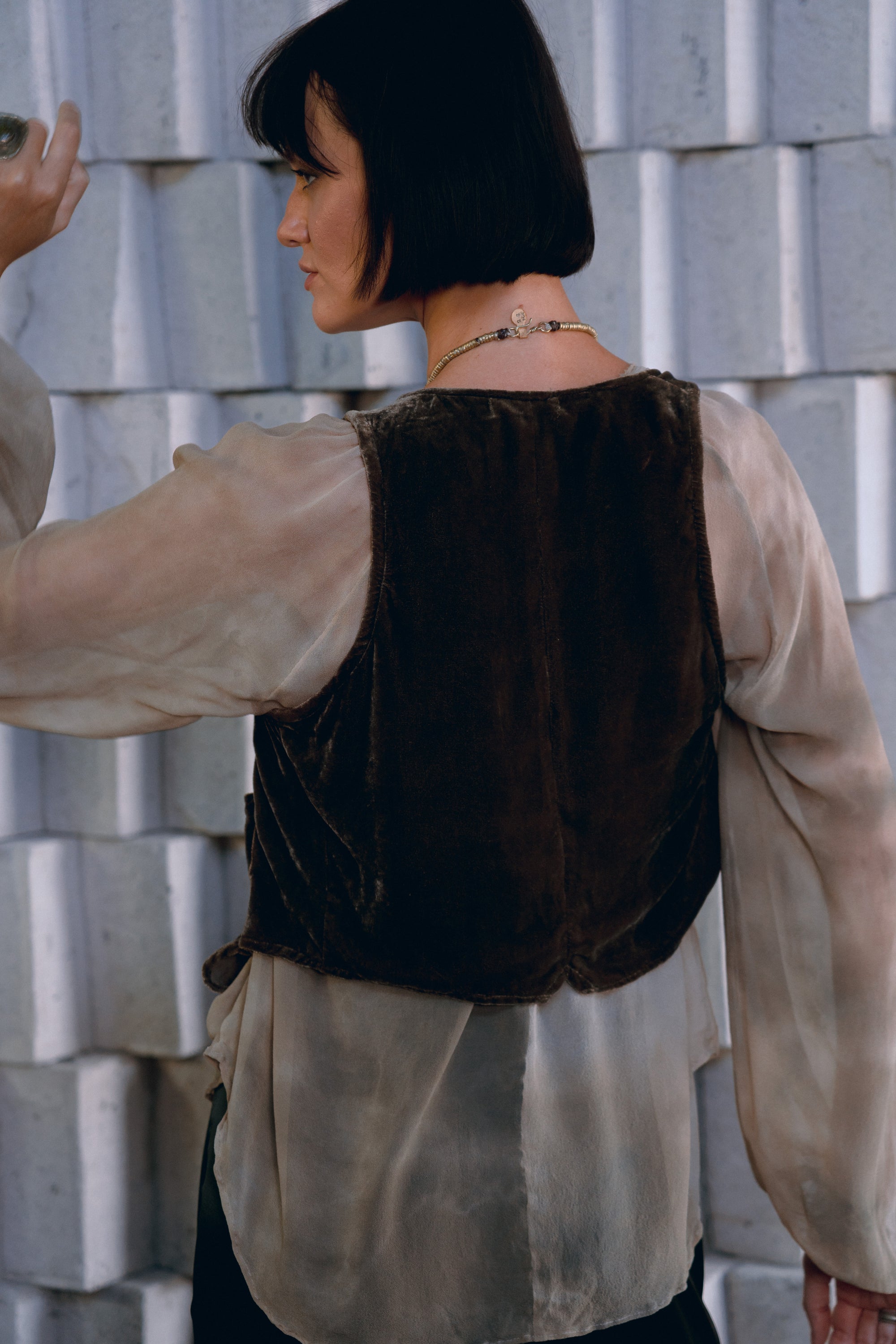 Cacao Silk Velvet Vest