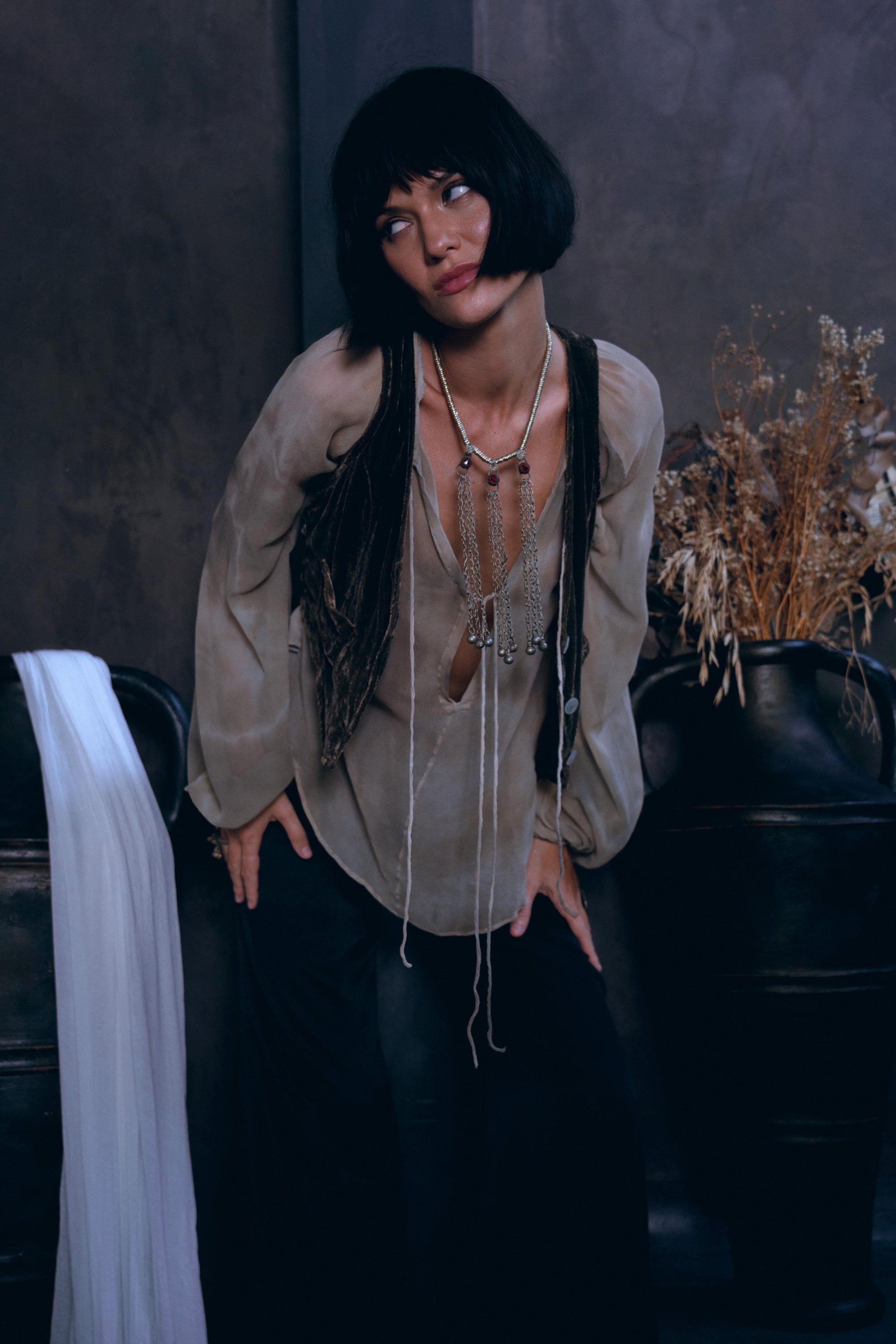 Cacao Silk Velvet Vest
