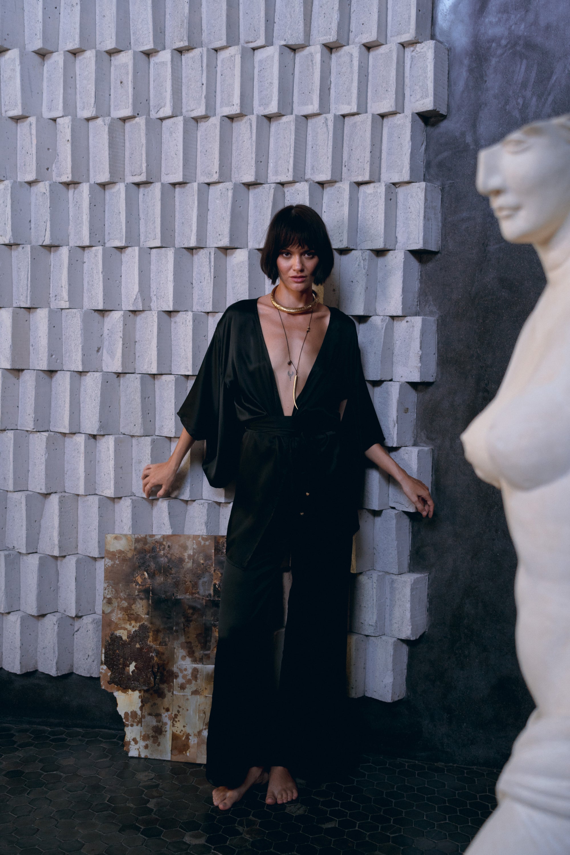 Black Tourmaline Silk kimono