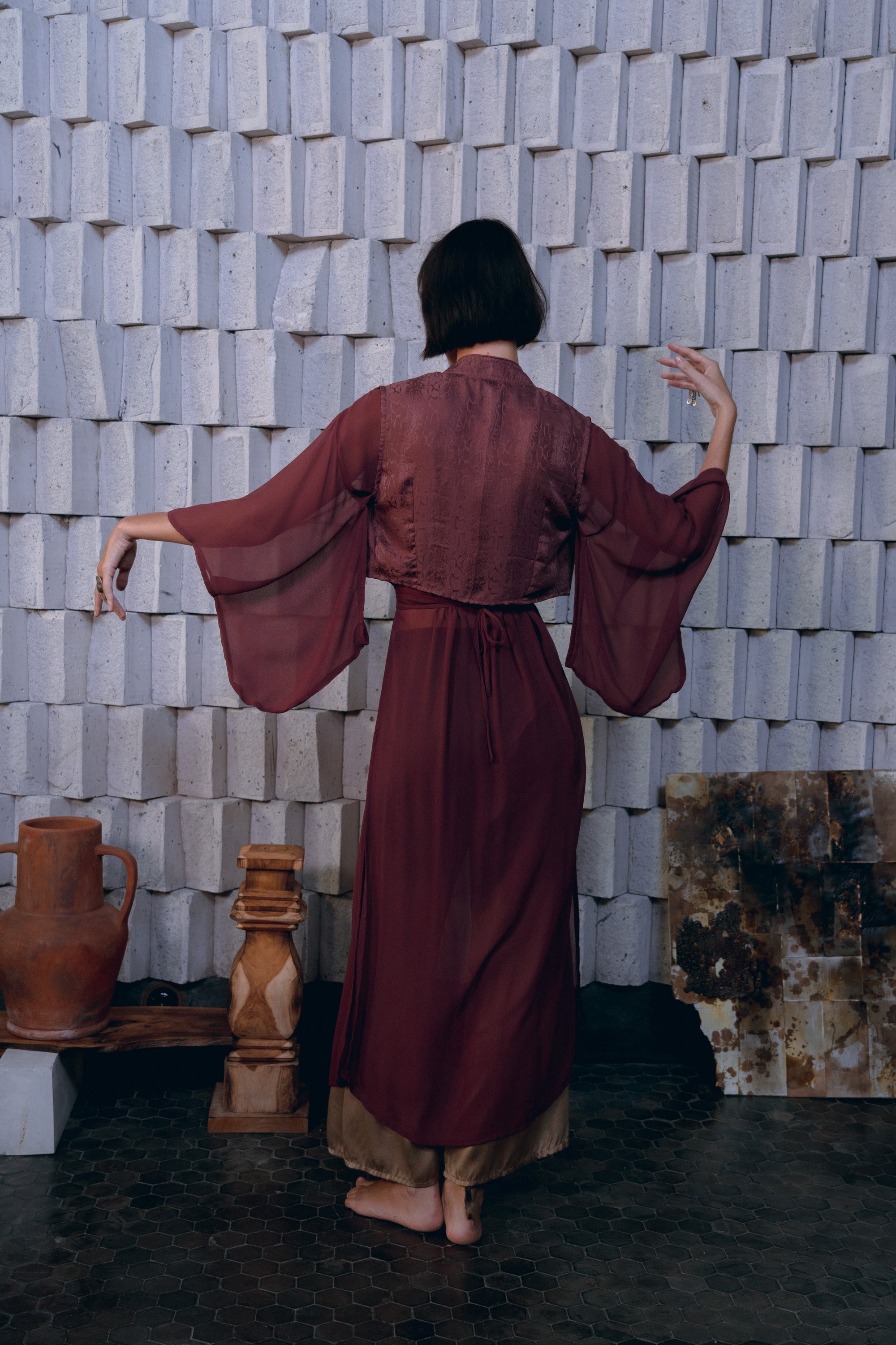 Sheer Botanical Silk Kimono
