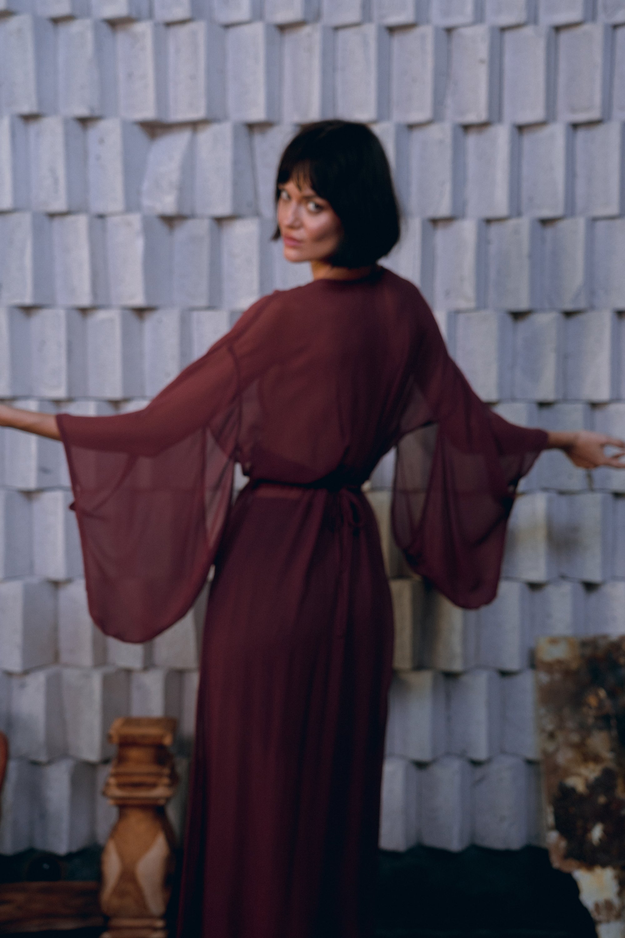 Sheer Botanical Silk Kimono
