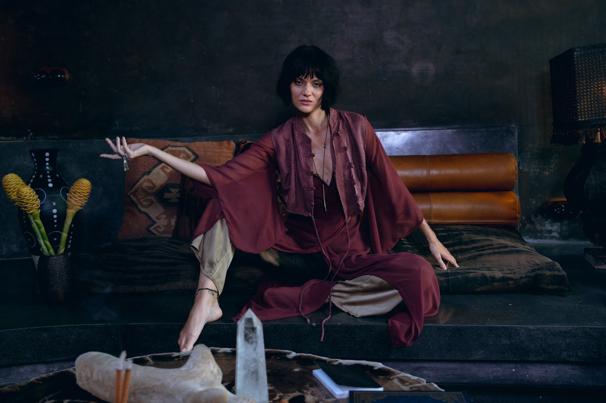 Sheer Botanical Silk Kimono